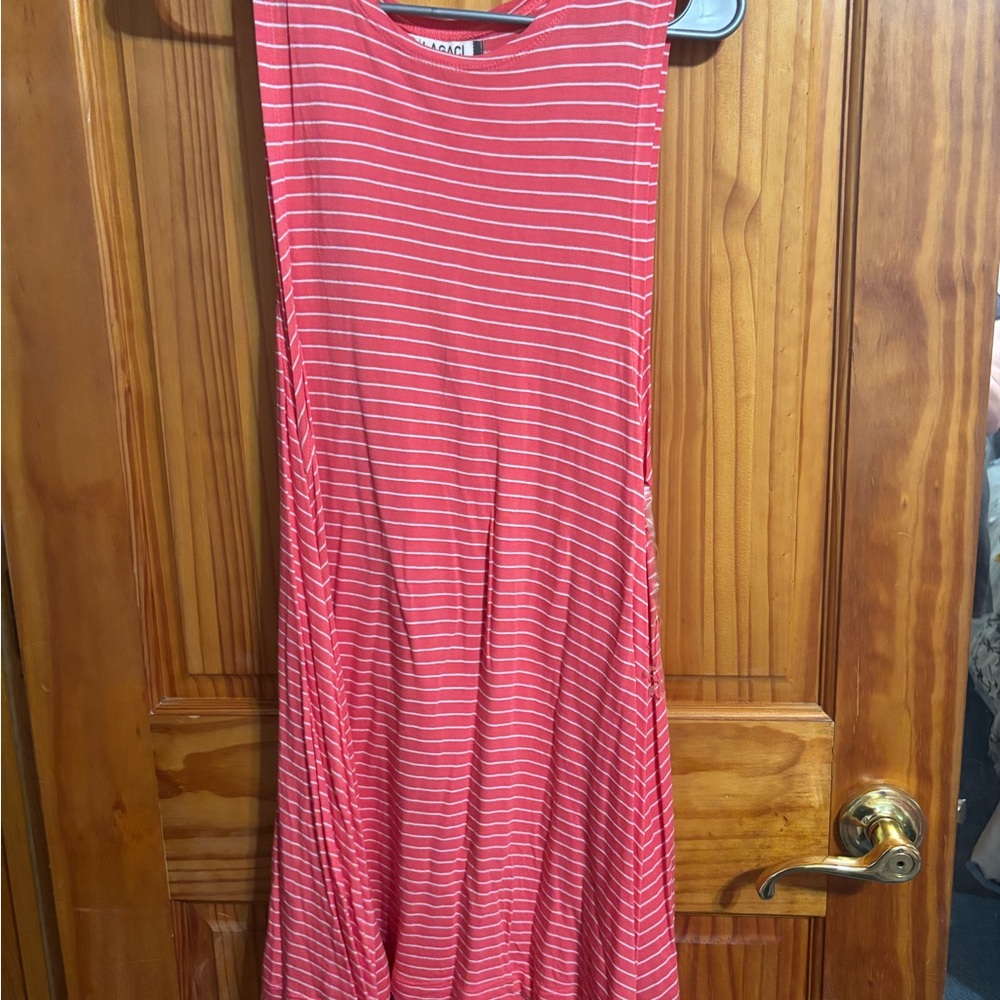 Lagaci Red and White Striped Mini Dress